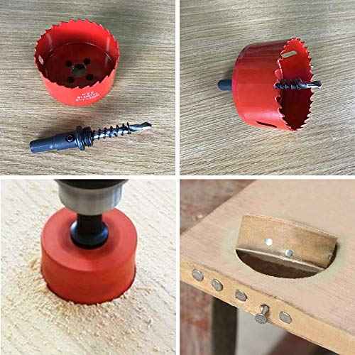 Hole Saw Drill Bit LAIWEI HSS Hole Cutter with Arbor for Wood,PVC Board and Plasterboard(3-5/32"(80mm Hole Saw))