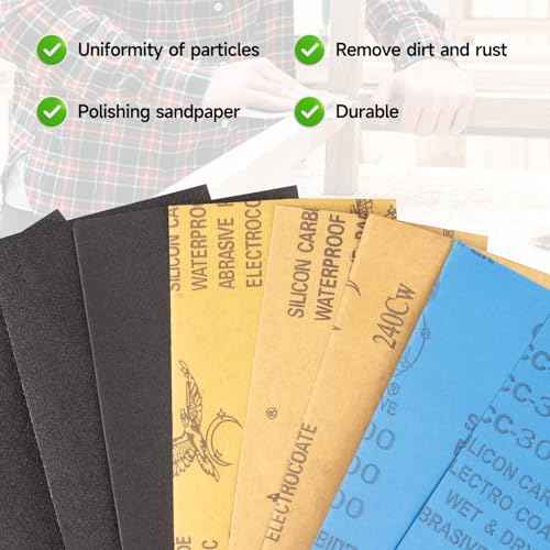 Sandpaper 600 Grit, Wet Dry Sanding Sheets9x3.6 inch for Wood Furniture Finishing, Metal Sanding and Automotive Polishing,21 -Sheet
