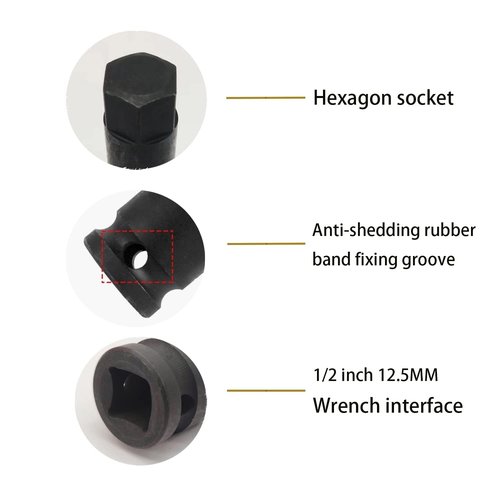 JEUCLEL 17mm Hex Impact Bit Socket, H17 1/2-Inch Impact Drive Allen Socket, Cr-Mo Steel Lengthen Hex Screwdriver Socket Adapter
