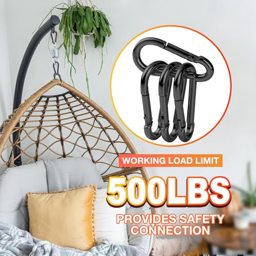 M8-3.15IN 50 Pack Heavy Duty Black Carabiner Clips for Swing, Camping & Outdoor