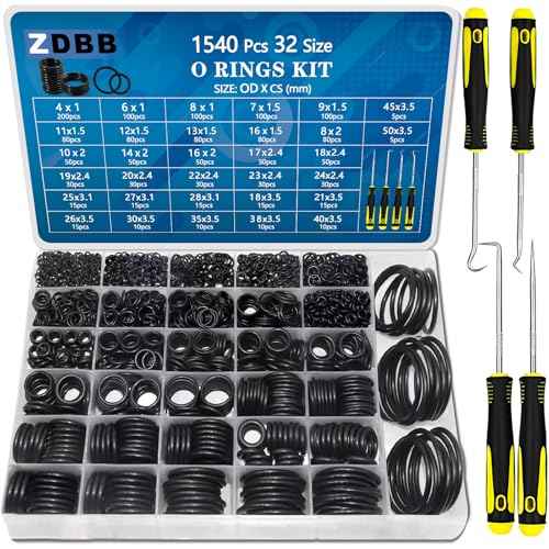 32 Size 1540 Pcs O Rings Assortment Kit Metric Nitrile Rubber Oring Set with 4 Pick for Automotive Faucet Pressure Washer Plumbing Air or Gas Repair OD 4mm-50mm