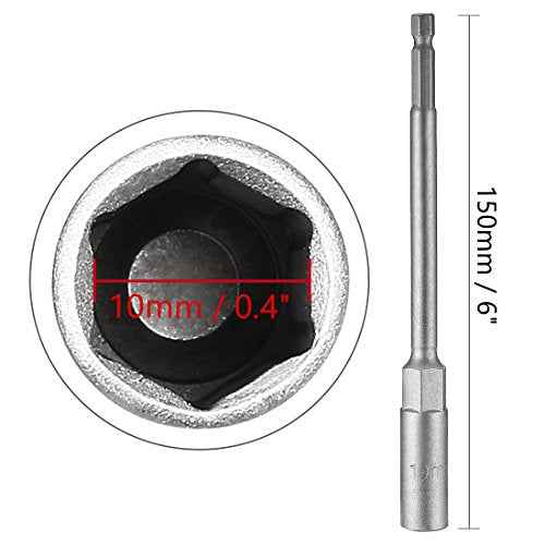uxcell 1/4" Quick-Change Hex Shank 10mm Nut Setter Driver Drill Bit, 150mm Length, Metric No-magnetic