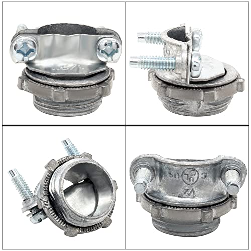 1/2 Inch Clamp Cable Connectors Set with Screwdriver - 4 Pcs, Zinc Alloy, Durable Electrical Fittings