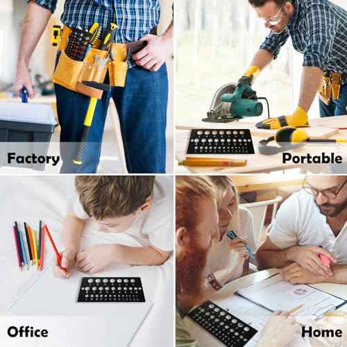 Drill Bit Gauge Drill Bit Size Guide Stainless Steel Gauges for 1/16 Inch to 1/2 Inch Size Bits, 29 Holes Metal Gauge Tool Bolt and Wire Diameter Index Accurate Measurement Equivalents