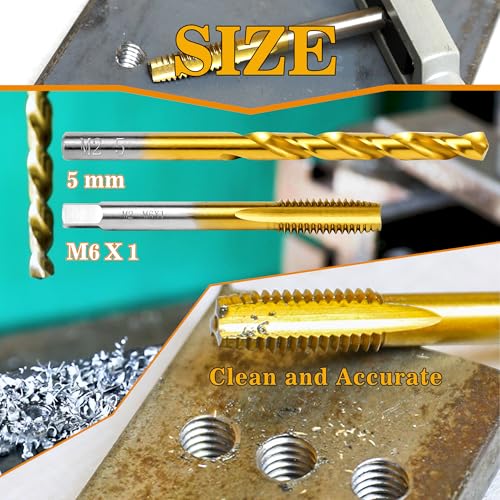 M6x1.0 Tap and 5.0mm Drill Bit Kit, M2 HSS Metric Drill and Tap Set, Combination of Drill and Tap Kit for Metal