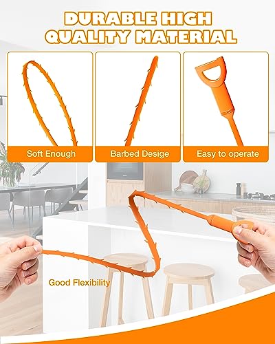 VILINLEE 25 Inch Drain Snake Clog Remover Tool 6-Pack for Kitchen & Bathroom