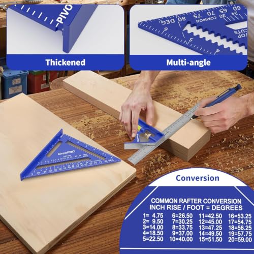 Combination Square Set, 7 & 12 Inch Aluminum Zinc Carpenter Tool