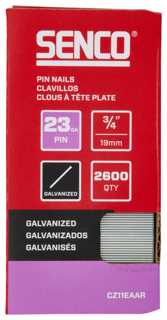SENCO CZ11EAAR 3/4" 23 Gauge Pin Nails, Galvanized Finish 2,600 Count Pack