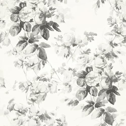 Gray Peel and Stick Wallpaper Floral Contact Paper for Cabinets Flower Vintage Removable Self-Adhesive Wallpaper for Bedroom Bathroom Modern Contact Paper for Walls Waterproof 78.7 In L 17.3 In W