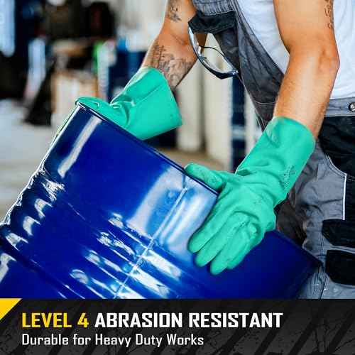 COOLJOB 18 Mil Chemical Resistant Nitrile Gloves 13" Long, Resist Household Acid, Alkali, Solvent and Oil, Latex Rubber Free