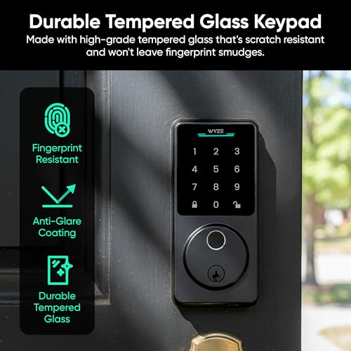 Wyze Auto-Lock Bolt v2 Fingerprint Smart Lock with Wi-Fi, Deadbolt & Backup Keys