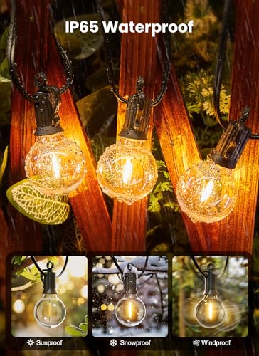 Brightown Black 55FT Connectable Outdoor String Lights with 25 Bulbs - IP65 Waterproof Patio Lighting