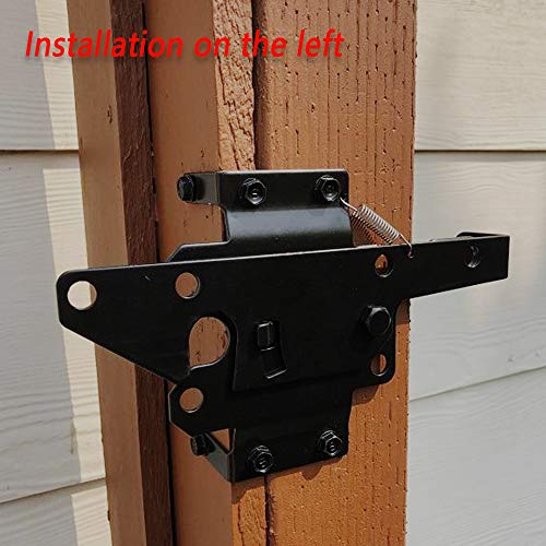 Heavy Duty Black Steel Fence Gate Latch for Wooden & Vinyl Gates - Self Locking Hardware