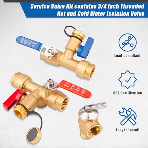 Janhemei 3/4 Inch IPS Tankless Water Heater Relief Valve Kit | Lead-Free Brass