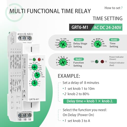 IGEYAPA GRT6-M1 AC/DC 24-240V Multifunction Time Relay 10A Delay ON/OFF