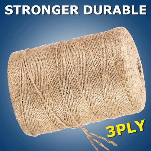 Vanhench Natural Jute Twine String 2mm x 805ft - Brown Eco-Friendly Rope for Crafts & Gardening