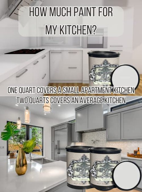 ALL-IN-ONE Paint, Durable cabinet and furniture paint. Built in primer and top coat, no sanding needed. Includes our 30 featured color card - Linen (off-white), Quart