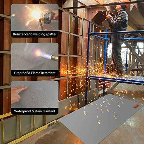 FLASLD Heavy Duty Welding Blanket Fireproof 4x4 ft,Heat Shield Mat Welding Accessories and Tools, Soldering Blanket for Industrial and Home Use