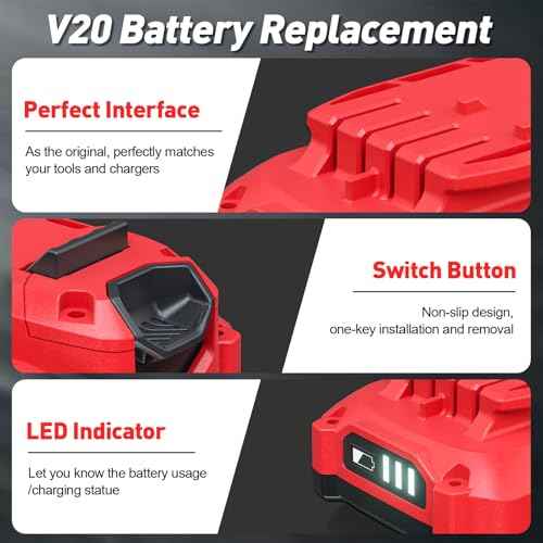 2Pack CMCB202 3.5Ah Battery and Charger Set for Craftsman 20V Battery Replacement for Craftsman V20 CMCB204 CMCB205 CMCB2011 Weedeater Lawnmower 20V Lithium-ion Battery with CMCB104 Charger