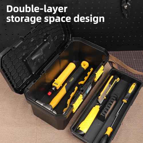 Deli Plastic Toolbox, 18 in Tool Box with Handle, Heavy Duty Toolbox Organizer,Tool Case with Double Locking, Craftsman Tool Box, Tool Organizers and Storage Box