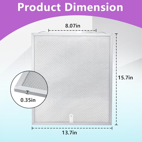 2-Pack S99010430-002 Range Hood Filter for Broan Nutone HPFA130 13-7/8" x 15-3/4" x 3/8" - Aluminum Mesh with Stainless Frame