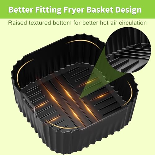 Air Fryer Silicone Liners Square 8-10QT 3-Pack for Chefman 8QT - HOMELYLIFE