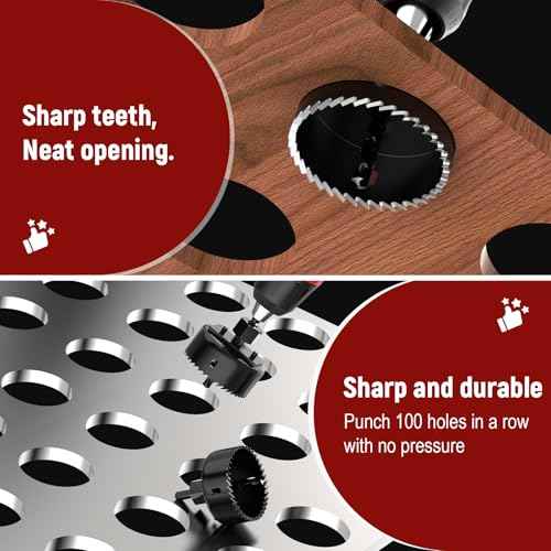 12-Piece Hole Saw Kit, Includes 8 Sizes (3/4" to 2-1/2"), Arbors, Drill Bits, and Hex Key, Ideal for Softwood, Plywood, and PVC (Black)