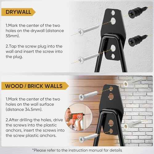 TICONN 2 Pack Heavy Duty Garage Hooks, Steel Utility Wall Storage Hooks, Wall Mount Hanger Organizer for Ladders, Bikes, Tools, Bulky Items (Small, Yellow Square)