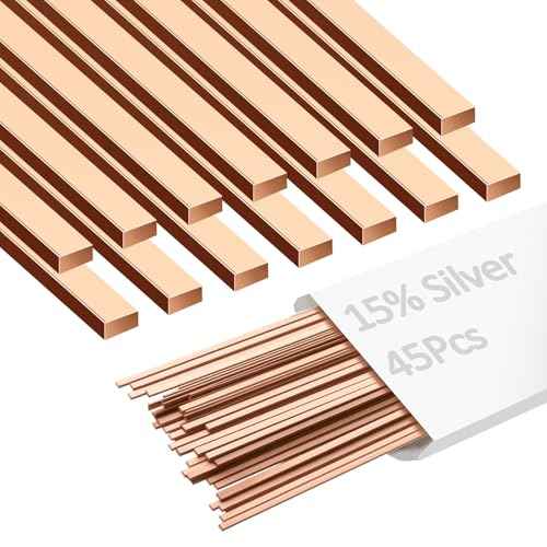 45 Sticks Brazing Rods, 15% silver solder, Flat Phos welding copper rod Industry 0.05" x 0.13" x 12" Aws Bcup-5 for Hvac Air Conditioners, Refrigerators, Cold Storage Equipment