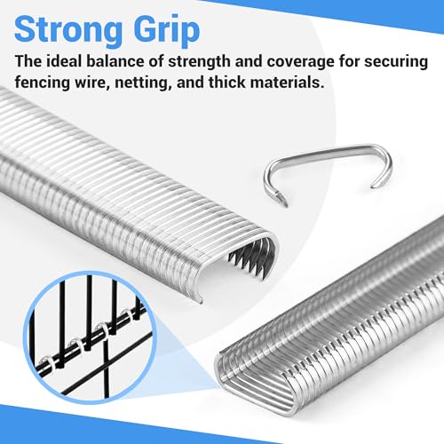 Meite 16 Gauge Galvanized Hog Rings 11/16" Crown for Upholstery, Fencing, Bag Closing - 2500 Count