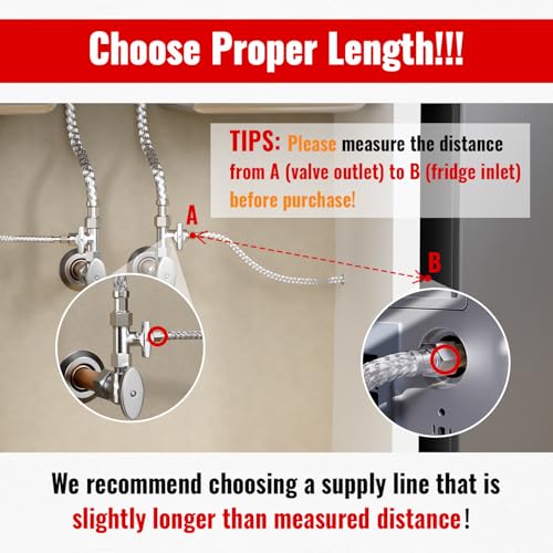 SUNGATOR 5 FT Refrigerator Water Line, 1/4" Comp x Ice Maker Hose