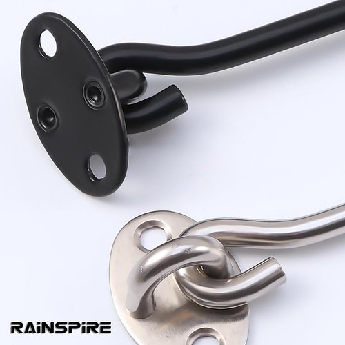 Rainspire (2 Pack) 4 Inch Privacy Hook and Eye Latch for Barn Door, Stainless Steel Gate Latch Barn Door Lock Cabin Hooks for Gate Shutters Window Slide Barn Shed Cabinet Bathroom, Black