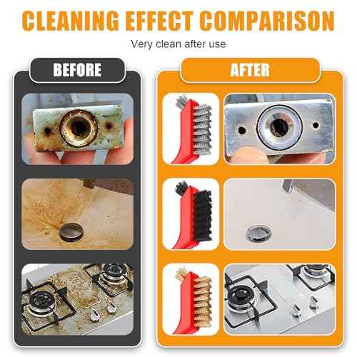 6Pcs Wire Brushes for Cleaning Rust, Small Wire Brush, Wire Wheel for Drill Steel Brush for Cleaning with Nylon, Brass, Stainless Steel, and Carbon Steel Bristles - 7-Inch Handle & 1/4-Inch Hex Shank