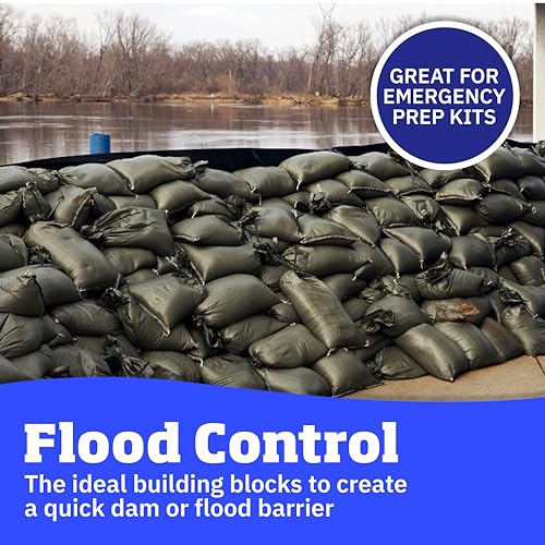 Green DURASACK Heavy Duty Sandbags with Ties - Pack of 10, 14x26 Inches