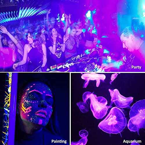 4 Pack 100W LED Black Lights, Blacklight Flood Light with Plug and Switch, 120VAC IP66 Waterproof Blacklight for Halloween Party, Glow in The Dark, Stage Light, Body Paint, Neon Glow