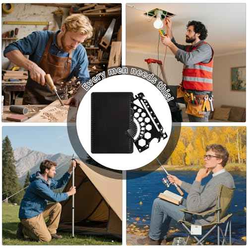 49 in 1 Wallet Engineering Ruler Scale, Credit Card Knife Wallet Tool, Small Metal Ruler Protractor, Everyday Utility Multi Tool (Bottle Opener, Can Opener, Screwdrivers, Phone Stand & More), 1 Pcs