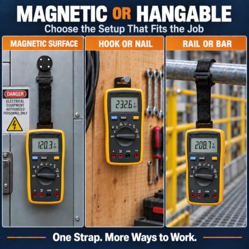 Magnetic Multimeter Hanger Kit for Fluke Instruments - Adjustable Loop Strap