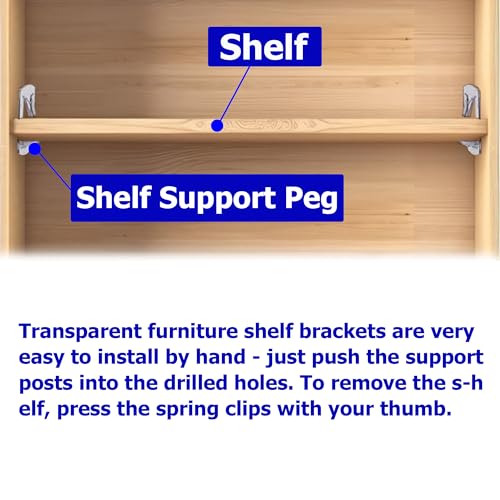 Ojeemii 20PCS Clear Plastic Shelf Support Pegs for 3/4" (20mm) Shelves, 0.19" Diameter