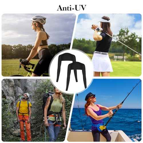 2 Pack Cooling Shawl Arm Sleeves Sun Sleeves for Women UV Protection Arm Sleeve with Finger Hole for Golfing