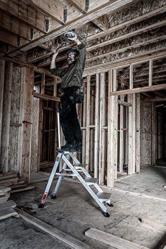 Little Giant Ladders, Jumbo Step, 4-Step, 3 foot, Step Stool, Aluminum, Type 1AA, 375 lbs weight rating, (11904), Gray