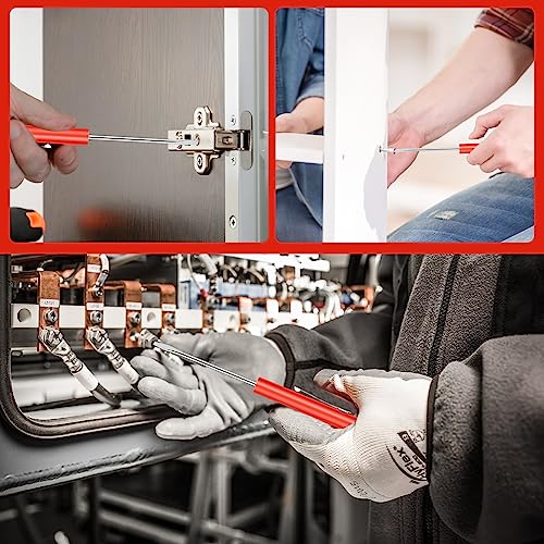 6 Pieces Pocket Screwdriver Mini Tops And magnetic pocket screwdriver with A Single Blade Head for Mechanical, Electrician (Red)