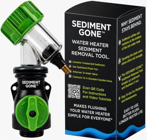 Sediment Gone Water Heater Flush Kit & Sediment Removal Tool for Tank Cleaning