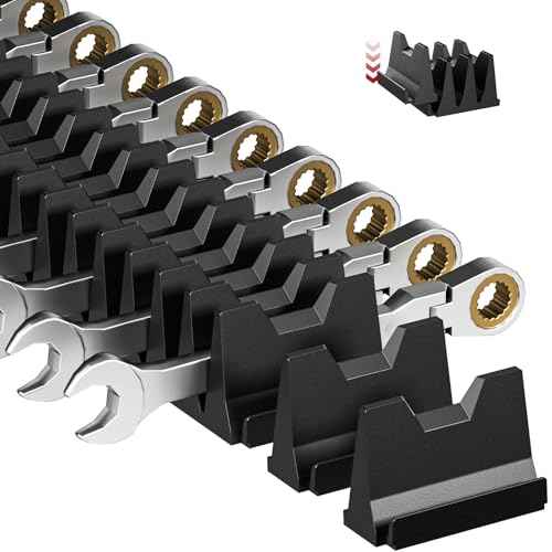 40 PCS Efficient Modular Wrench Organizer, Wrench Holder for Tool Drawer Storage, Wrench Tool Organizers with Metric & SAE Label, Professional Wrenchs Rack Organizer Set, Black
