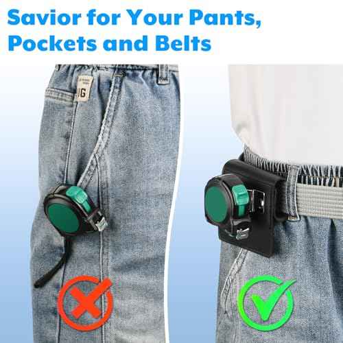 Tape Measure Holder for Belt, Heavy Duty Low-Profile Tape Measure Belt Clip for Tapes Measure, Drills, Fits up to 3" Tool Belt