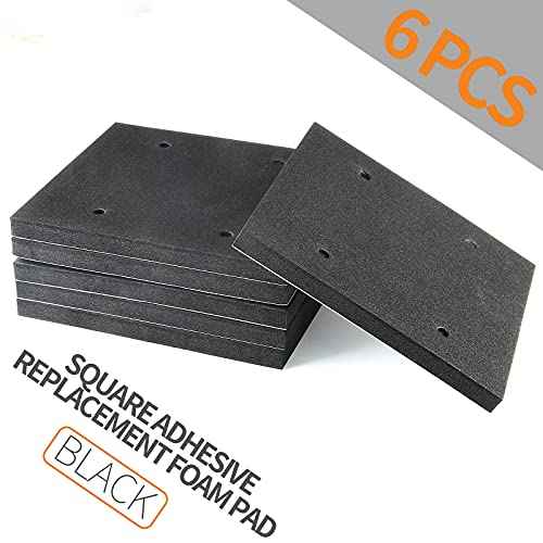 6 Pack Black Foam Sander Pad Replacement Self Adhesive Sponge Pads