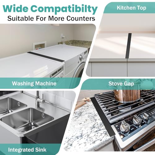 LIFFEE Black 13.8"-27.5" Stainless Steel Stove Gap Covers, Retractable Gap Filler Kit