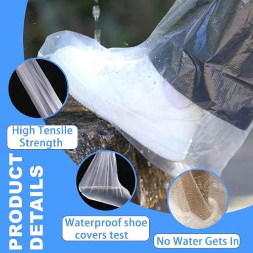 10Pairs Waterproof Shoe Covers, Shoe Covers for Rain, Disposable Shoe Covers, Rain Shoe Covers, Plastic Boot and Shoe Covers for Men and Women (Transparent)