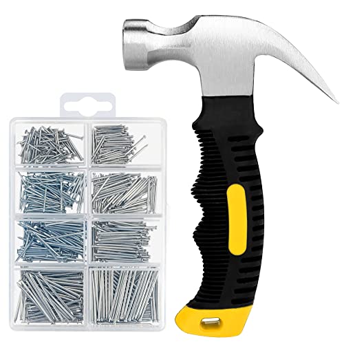 700Pcs Galvanized Nails & Mini Claw Hammer Kit for Hanging & DIY Projects