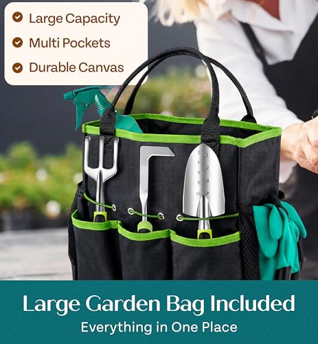 Heavy Duty Gardening Tools Set - Ergonomic & Rust-Proof Garden Gift for Men Women - Standard