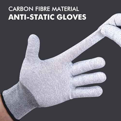 FOSHIO Grey Vinyl Wrap Gloves, Professional Carbon Fiber Anti-Static Tint Gloves, Dust-Free Wrap Glove for Wrapping Vinyl